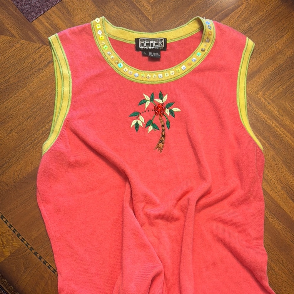 Berek Embellished Orange Pink Sleeveless Tank Top